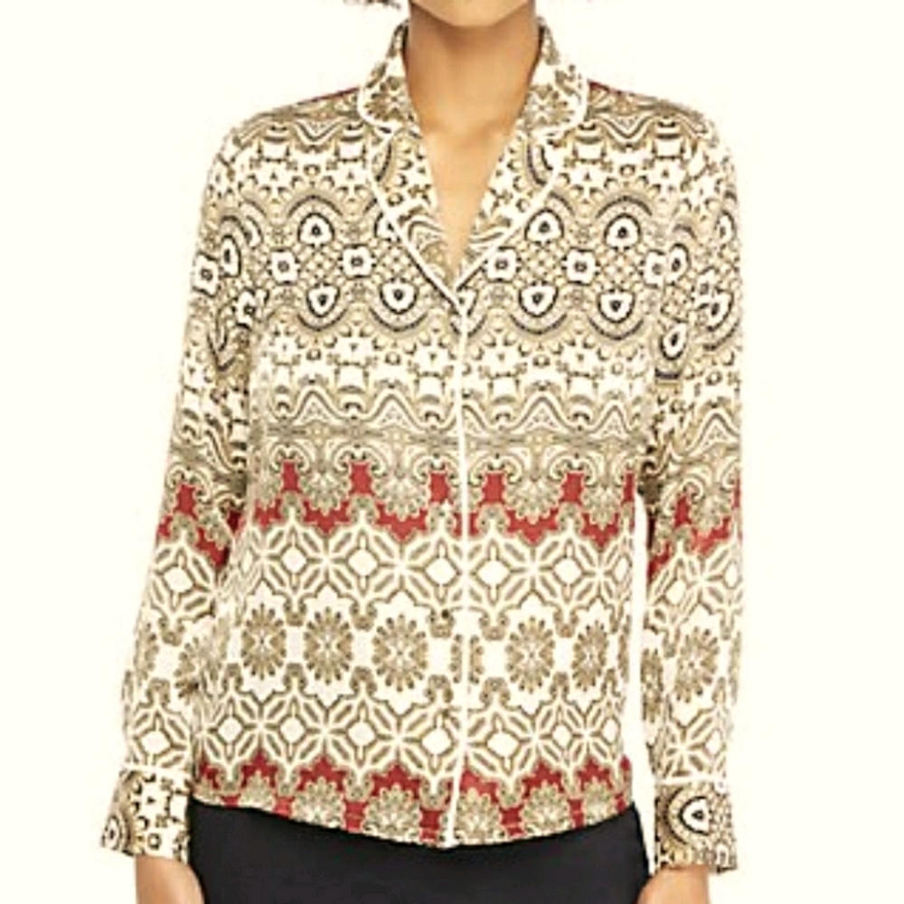 NWT The Limited Satin Pajama Collar Shirt